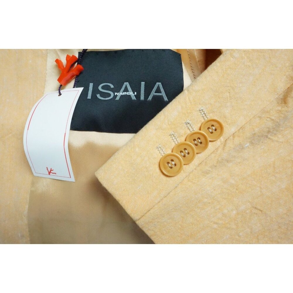 Isaia Napoli Light Orange Creamsicle Linen Blend Sport Coat Jacket 38R NEW